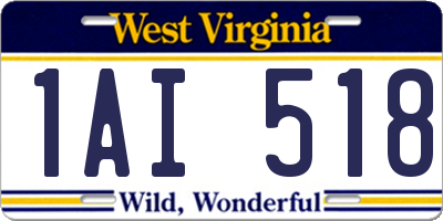 WV license plate 1AI518