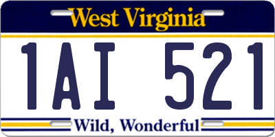 WV license plate 1AI521