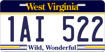 WV license plate 1AI522