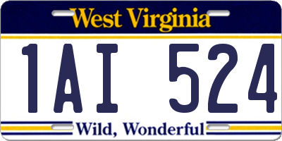 WV license plate 1AI524