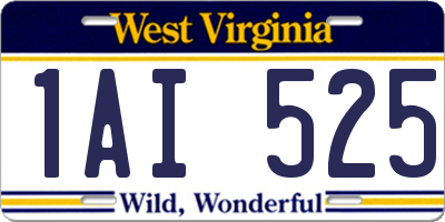 WV license plate 1AI525