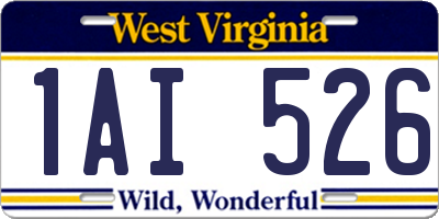 WV license plate 1AI526