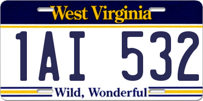 WV license plate 1AI532