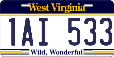 WV license plate 1AI533