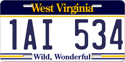 WV license plate 1AI534