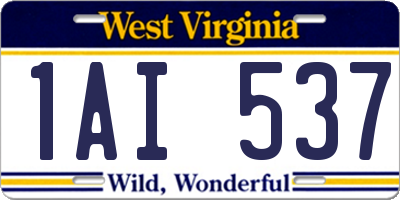 WV license plate 1AI537