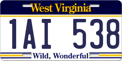 WV license plate 1AI538