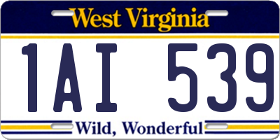 WV license plate 1AI539