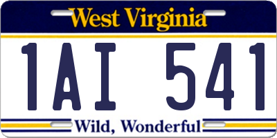 WV license plate 1AI541