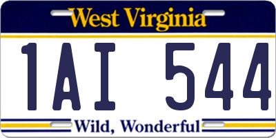 WV license plate 1AI544