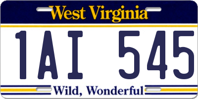 WV license plate 1AI545