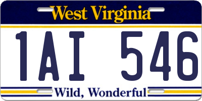WV license plate 1AI546