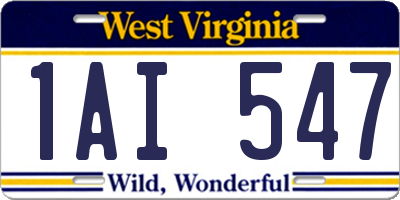 WV license plate 1AI547