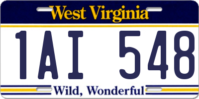 WV license plate 1AI548