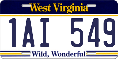 WV license plate 1AI549