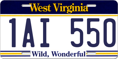 WV license plate 1AI550