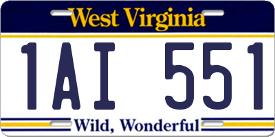 WV license plate 1AI551