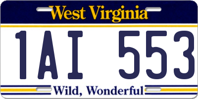 WV license plate 1AI553