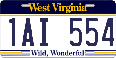 WV license plate 1AI554