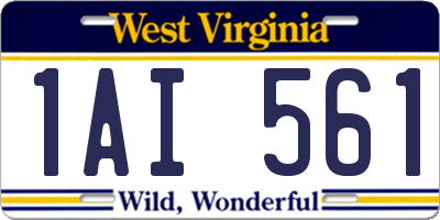 WV license plate 1AI561