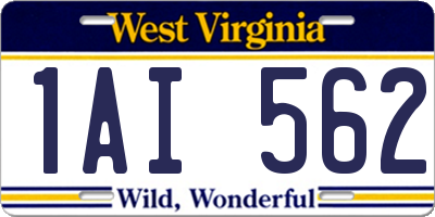 WV license plate 1AI562