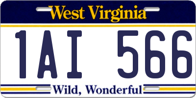 WV license plate 1AI566