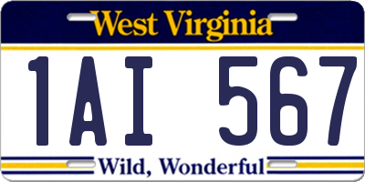 WV license plate 1AI567