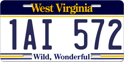 WV license plate 1AI572