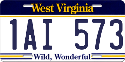 WV license plate 1AI573