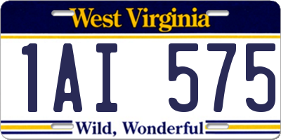 WV license plate 1AI575