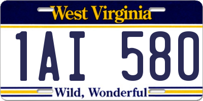 WV license plate 1AI580