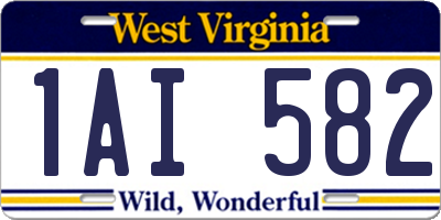 WV license plate 1AI582