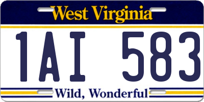 WV license plate 1AI583