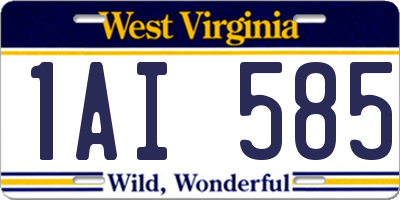 WV license plate 1AI585