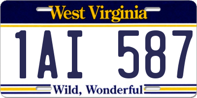 WV license plate 1AI587