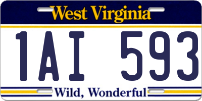 WV license plate 1AI593