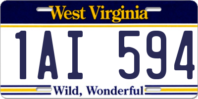 WV license plate 1AI594