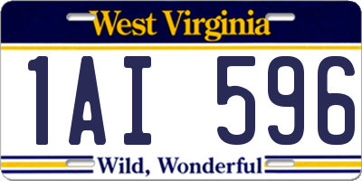 WV license plate 1AI596
