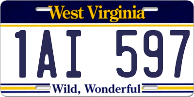 WV license plate 1AI597