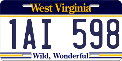 WV license plate 1AI598