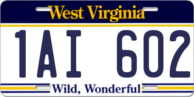 WV license plate 1AI602