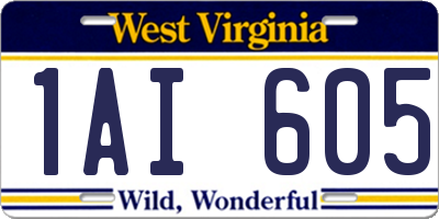 WV license plate 1AI605