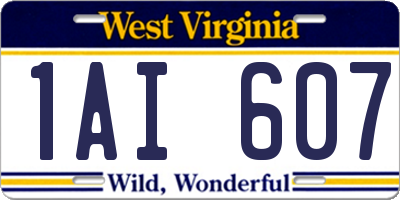 WV license plate 1AI607