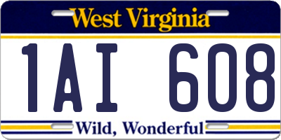 WV license plate 1AI608