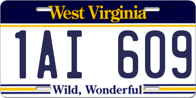 WV license plate 1AI609