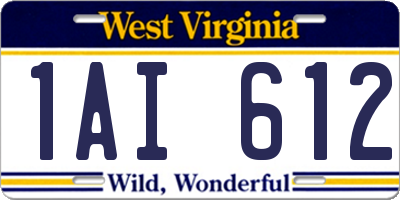 WV license plate 1AI612