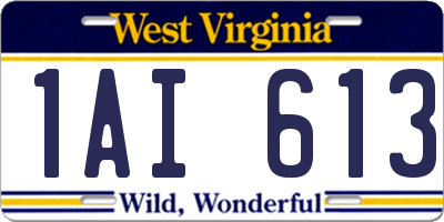 WV license plate 1AI613