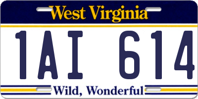 WV license plate 1AI614