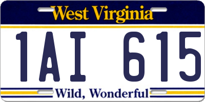 WV license plate 1AI615