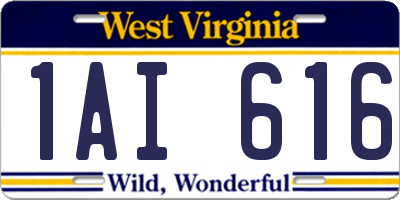 WV license plate 1AI616